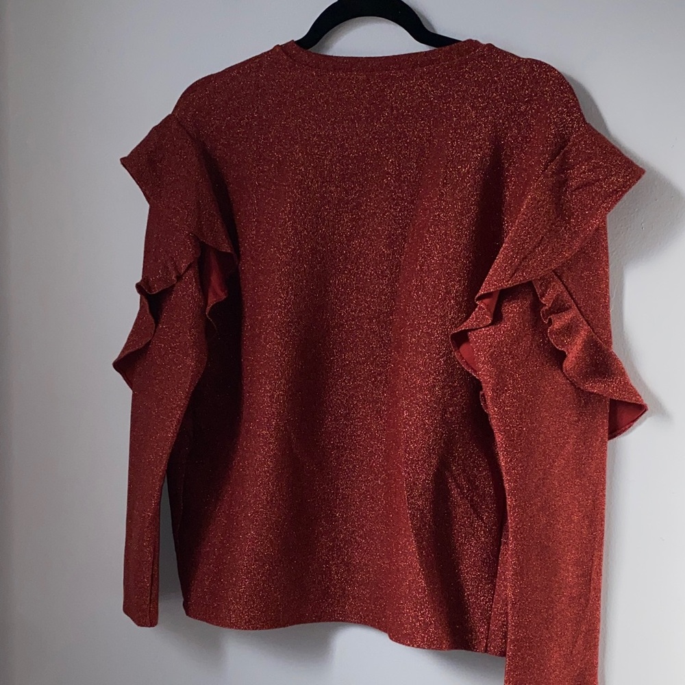 Scotch & Soda Sparkling Russet Orange Ruffle Sweatshirt - Picture 6 of 8